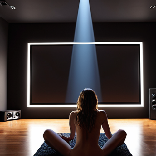 **Prompt 1: The Immersive Sensory Experience**
    "A person, deeply engrossed and awestruck, sits in a luxurious, dimly lit home theater. A massive, crystal-clear 4K projected image (120-150 inches) fills their entire field of view, displaying a dramatic cinematic scene with vivid colors and deep blacks. The air around them subtly shimmers with the invisible presence of object-based 3D sound (Dolby Atmos/DTS:X), conveying a sense of rain falling from above or an object moving overhead, blurring the line between the film and reality. High-end, elegantly designed floor-standing and overhead speakers are subtly visible, hinting at the powerful, enveloping audio experience. The atmosphere is one of ultimate immersion and escape."